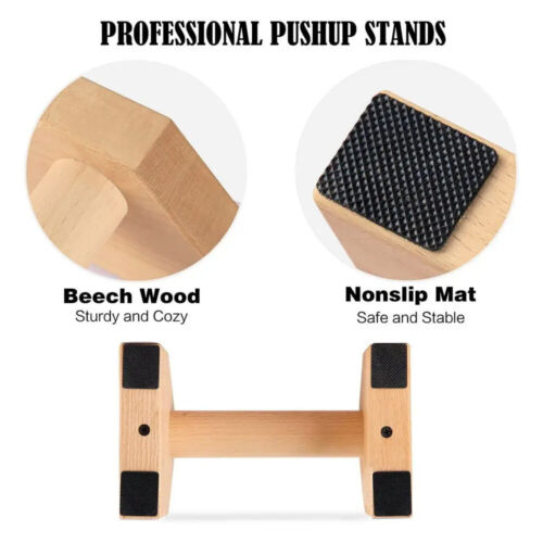 1 Pair Wooden Parallettes Push Up Bars Calisthenics Equipment New for Home Gym - Picture 5 of 12