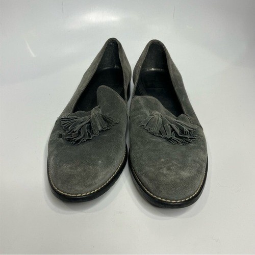 Stuart Weitzman Guido gray leather tassel loafers women’s size 8.5 professional - Picture 2 of 8