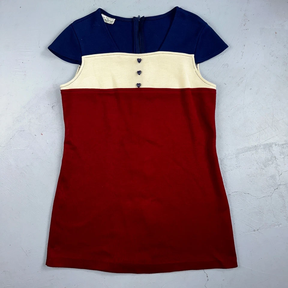 Vintage 60s Sears JR BAZAAR Flag Hearts Prairie Dress Cottagecore Victorian 15 - Image 4 of 4