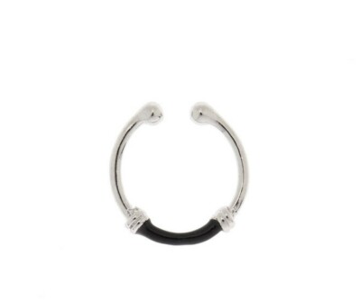 Claires Silver and Black Bar Faux Cartilage Hoop and lob Earring
