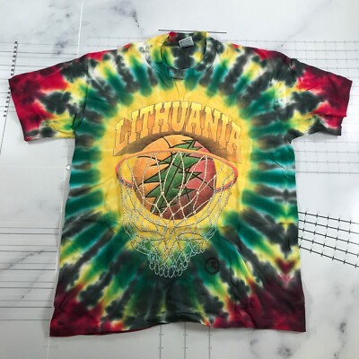 Vintage Anvil Basketball T-Shirt Herren Large Tie Dye Grateful Dead 1996