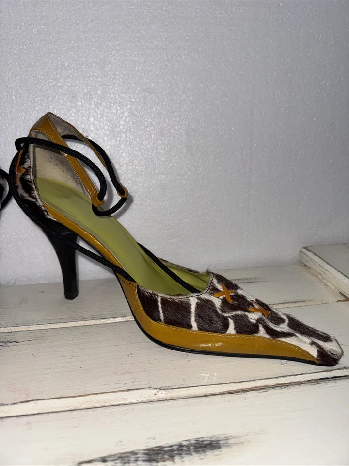 Luichiny Pony Hair Patient Leather Avant Garde Ankle Stilettos Heels Pumps Sz 9 - Image 3 of 4