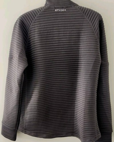 Pullover Spyder donna cattura 1/4 zip grigio a costine maglione pile felpa XL - Foto 4 di 7