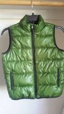 Old Navy Kids Puffer Vest Size 6/7 Small Green Fleece Lined Zip Front Winter