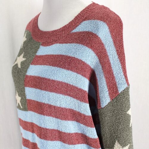 Pol Flag Pullover Damen Größe S Sterne Streifen Langarm Drop Shoulder Pulli - Bild 4 von 7
