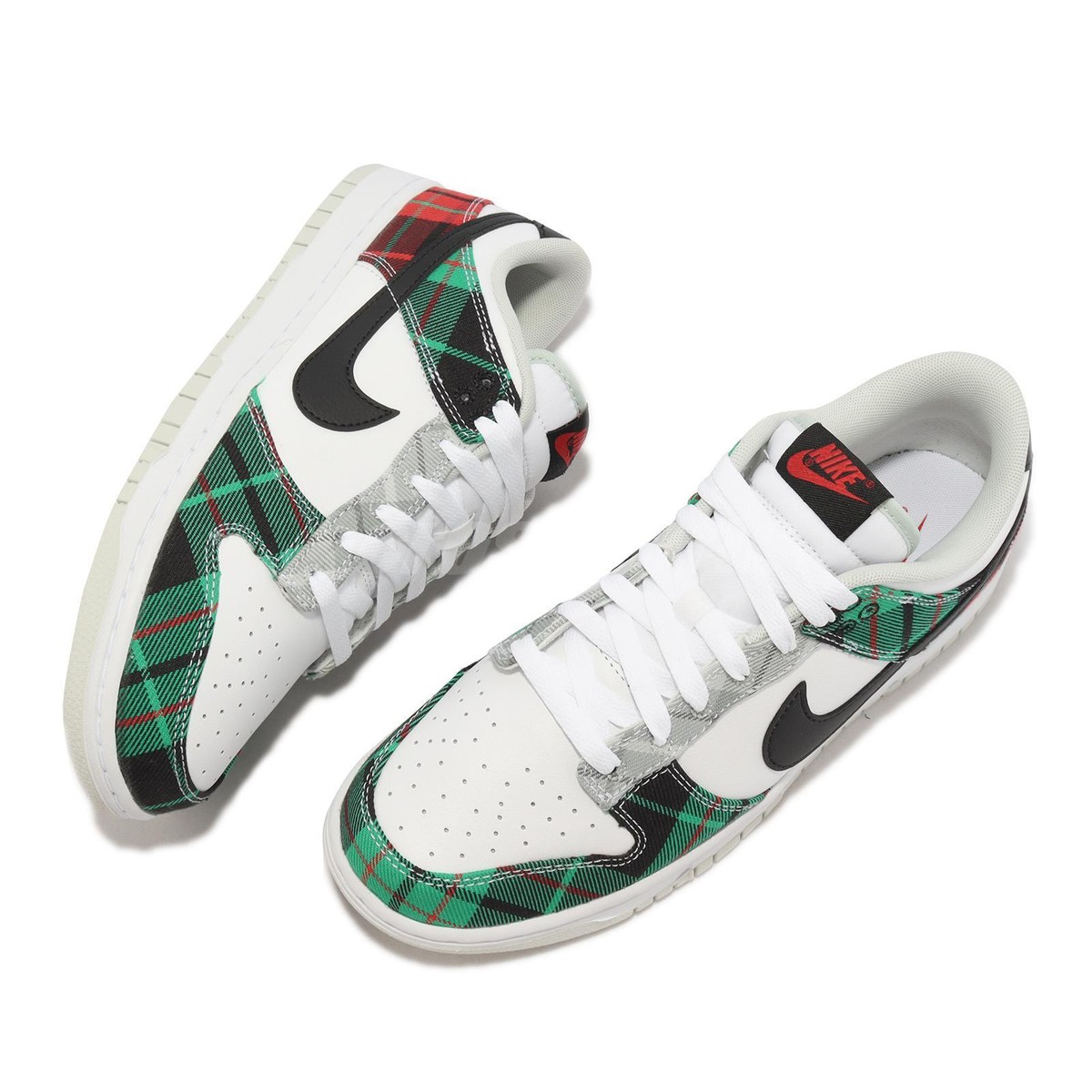 Nike Dunk Low Retro PRM Tartan Plaid White Black Men Casual Lifestyle DV0827-100