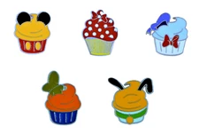 Fab Five Character Cupcakes 5 Specific Food Pins Disney Park Trading Pin Set New