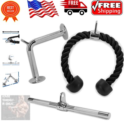 Premium 27'' Tricep Rope & Dual Bar Set for LAT Pulldown Workouts - 800 lb Limit