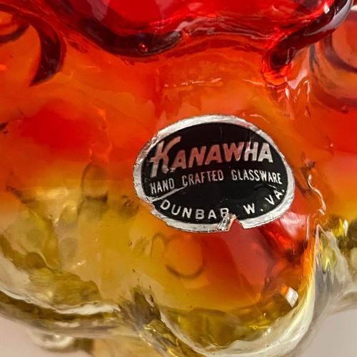 Vintage Original Label Kanawha Art Glass Amberina Footed Pitcher W. Virginia 4" - Picture 7 of 10