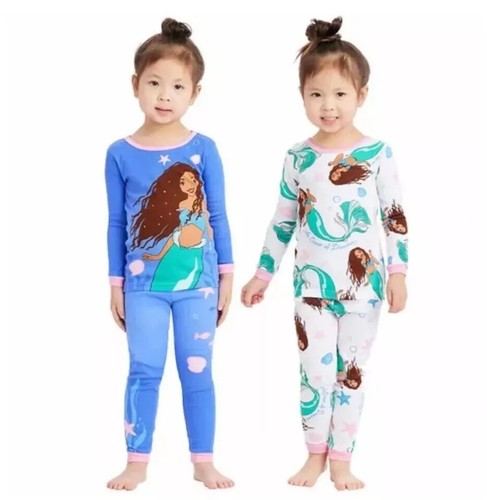 4 Piece Character Set Pajamas Mermaid Star Wars Spiderman Turtles - Picture 11 of 29