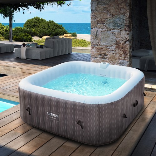 AREBOS Piscina de hidromasaje con calentamiento autoinflable interior y exterior - Imagen 2 de 14