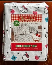 Hello Kitty Christmas Tree Gifts King Size Cotton Sheet Set    100 cotton
