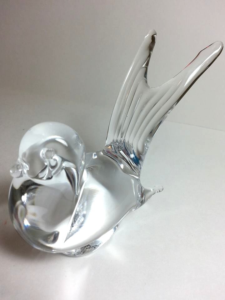 MURANO Signed Crystal Clear Glass Bird by V. Nason & C