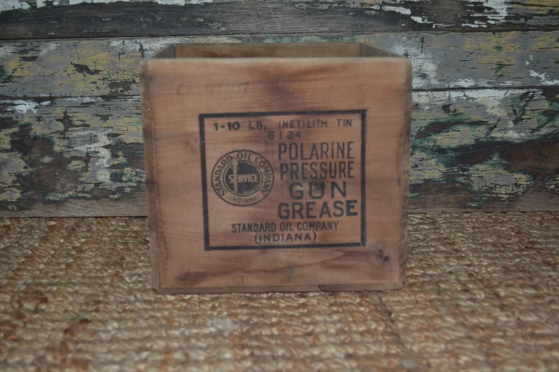 Standard Oil Service Polarine Pressure Gun Grease Crate