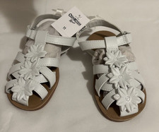OSHKOSH B'GOSH WHITE FLOWER TRIM SANDAL LITTLE GIRLS SHOES SIZE 11 NEW