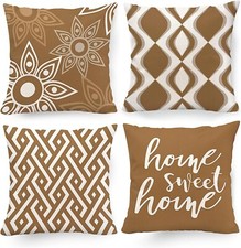 18 x 18 Coffee Colored Grey Accent Throw Pillow Covers Set of 4 Cushion Covers