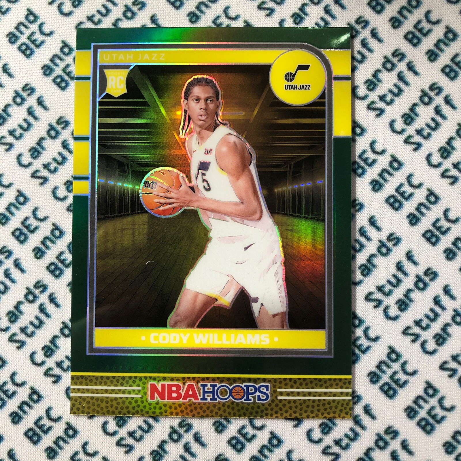 2024-25 Hoops Premium Green Prizm #240 Cody Williams RC Rookie Jazz