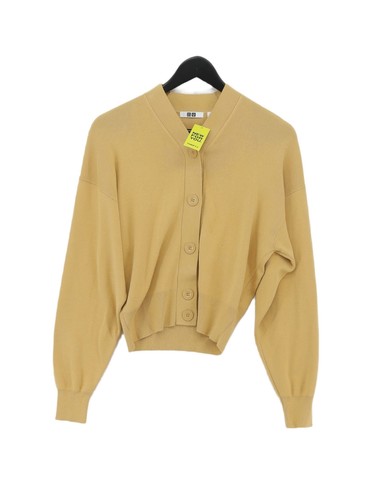 Uniqlo Women's Cardigan XS Tan 100% Cotton V-Neck Cardigan