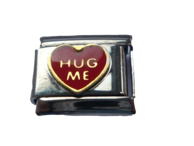 Quiges Italian Charm 9mm - Edelstahl Herz Mit Zirkonia Rosa