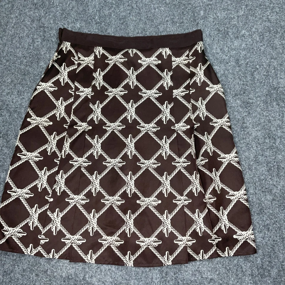 Falda Vineyard Vines para mujer talla 4 marrón seda náutica forrada aline informal trabajo Foto 2 de 4