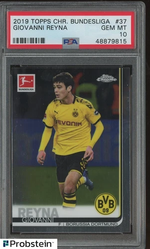 2019 Topps Chrome Bundeliga Soccer #37 Giovanni Reyna RC Rookie PSA 10 GEM MINT