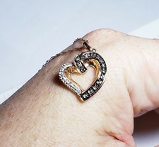 10K Rose Gold Diamond Heart Pendant necklace, 18"/Collar de Oro