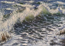 Original Artwork Modern OIL Painting Landscape WAVES Seascape Art Gift Signed A5