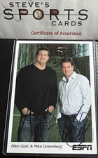 ESPN Mike Greenberg & Golic Dual Signed 5x7 Photograph w/ COA & Top Loader