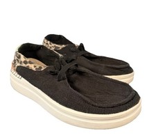 Hey Dude Wendy Rise Jungle Funk Leopard Black Women's Casual Shoes Loafers Sz 7