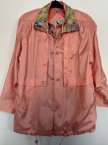Nuage Pale Peach Zip Up Rain Jacket Coat Pockets Drawstring Hem UK Size 14