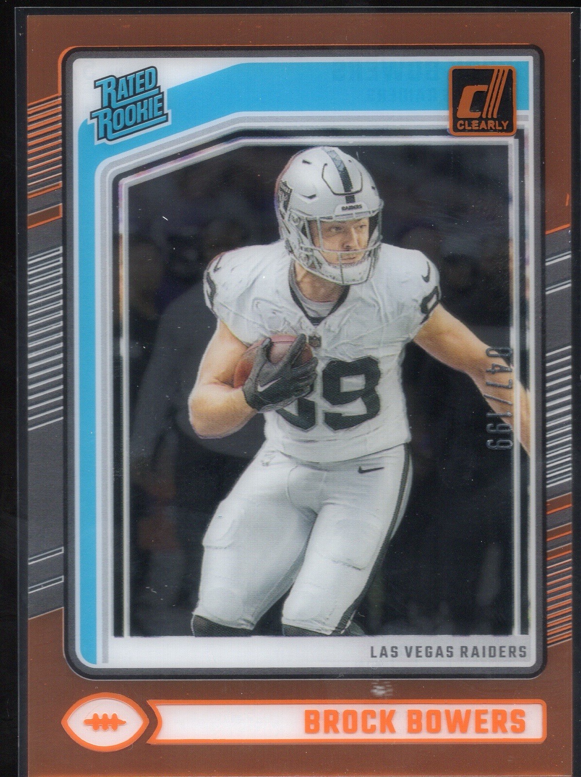 2024 panini donruss CLEARLY Rookie Rated Brock Bowers ORANGE  /199 #57