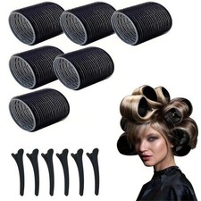 12PCS Self Grip Hair Rollers Set Heatless Curlers with Clips Volume Styling