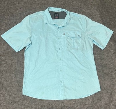 ATG Wrangler Regular Fit Men's L Light Blue Short Sleeve Shirt