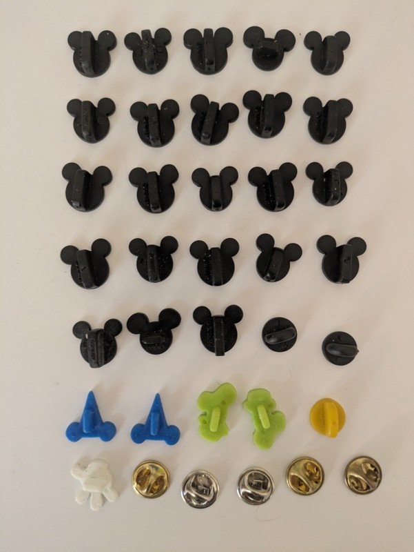 Disney Lot of 36 Assorted Pin Backs Rubber Mickey Mouse Goofy Sorcerer Hat Metal