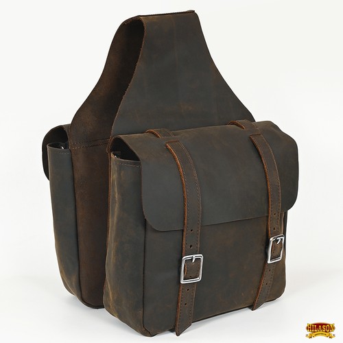 Bolso de montar de caballo de cuero suave HILASON marrón rústico | occidental ecuestre - Imagen 3 de 5