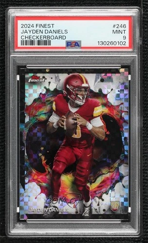 2024 Topps Finest Rare Checkerboard Refractor Jayden Daniels PSA 9 MINT 16wc