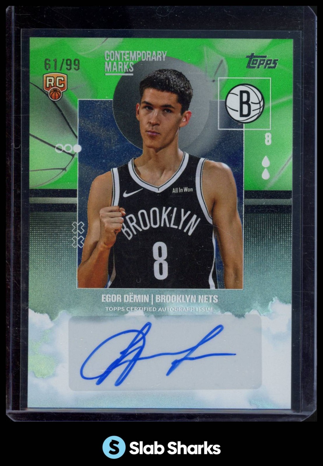 2025 TOPPS #CM-ED EGOR DEMIN CONTEMPORARY MARKS GREEN RAINBOW RC AUTO ROOKIE /99