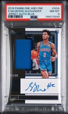 2019-20 Panini One And One Shai Gilgeous Alexander Jersey Auto Blue /49 PSA 8