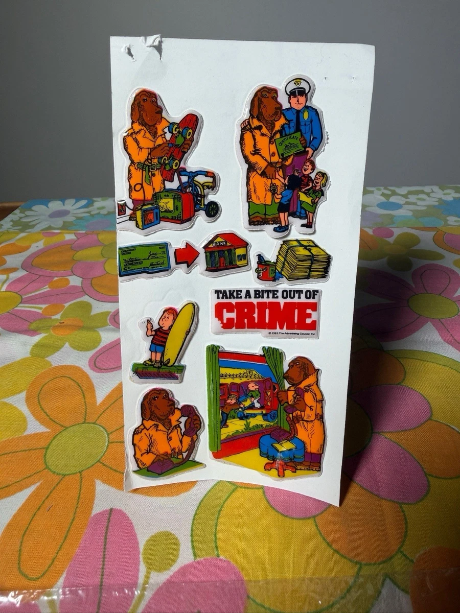Vtg 1982 McGRUFF THE CRIME DOG Puffy Sticker Sheet Imperial Toy Corp Complete