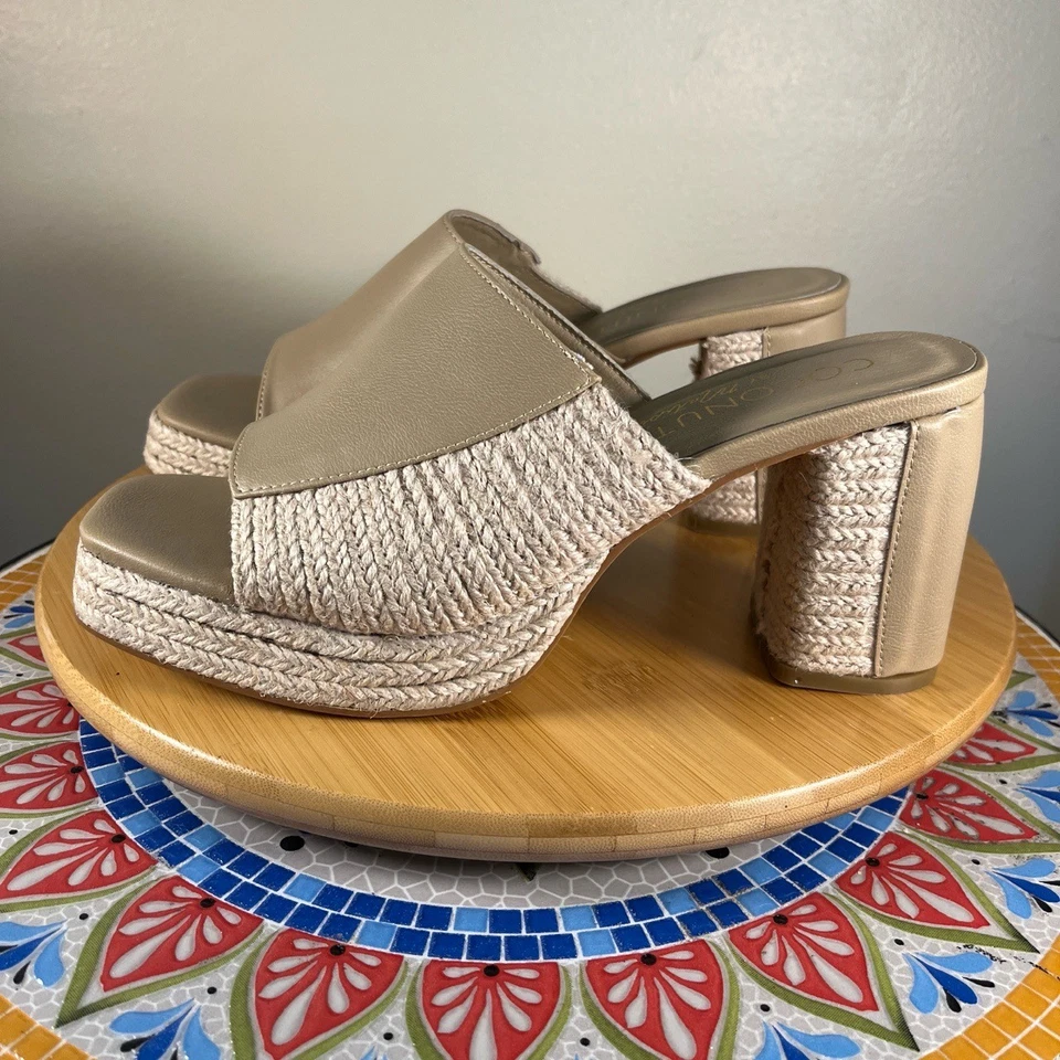 Coconuts by Matisse Beaufort Beige Rope Heel Size 10 Womens Slide Sandals Summer - Image 2 of 4