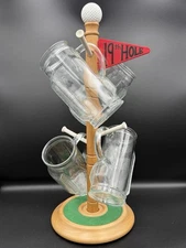 Good Wood 19th Hole Novelty Mug Stand w/Golf Bag Shaped Glass Beer Mug Steins