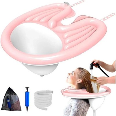 Inflatable Shampoo Trays with Tube Inflator Pump Mobile Hair Washing Basin NEW