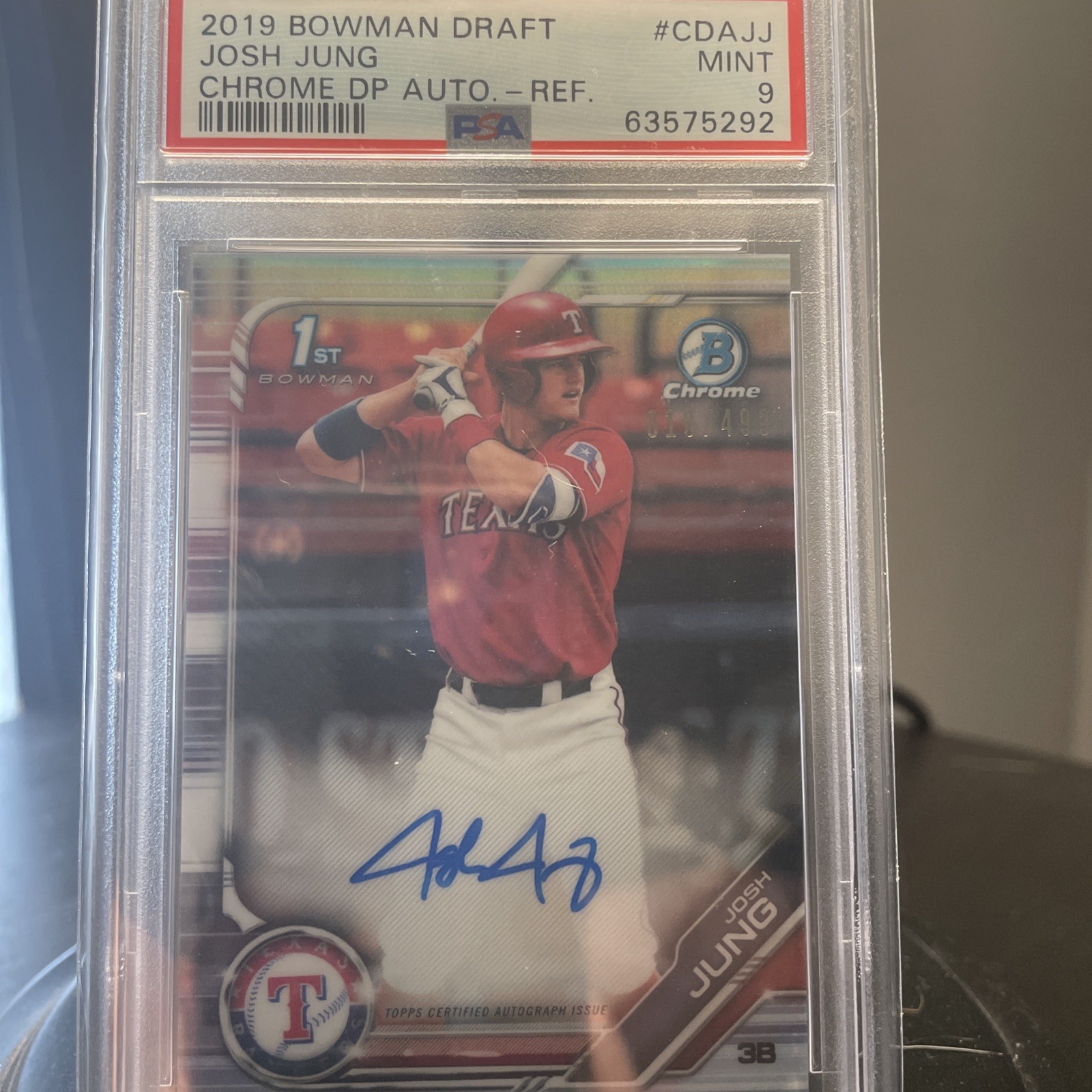 2019 Bowman Draft - Chrome Draft Pick Autographs Josh Jung /499#CDA-JJ Refractor