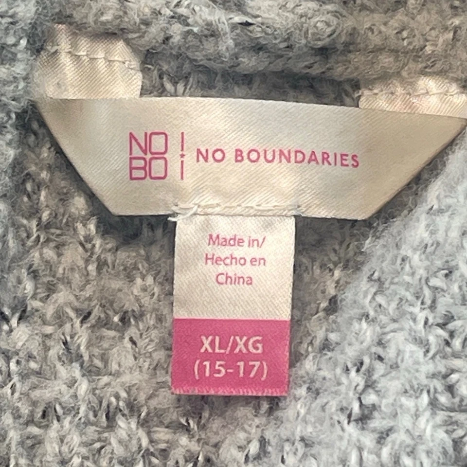 Cárdigan suéter para mujer No Boundaries XL gris tejido con capucha frente abierto Foto 2 de 4