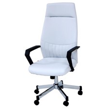Poltrona sedia per ufficio direzionale mod. Sake bianca base cromata