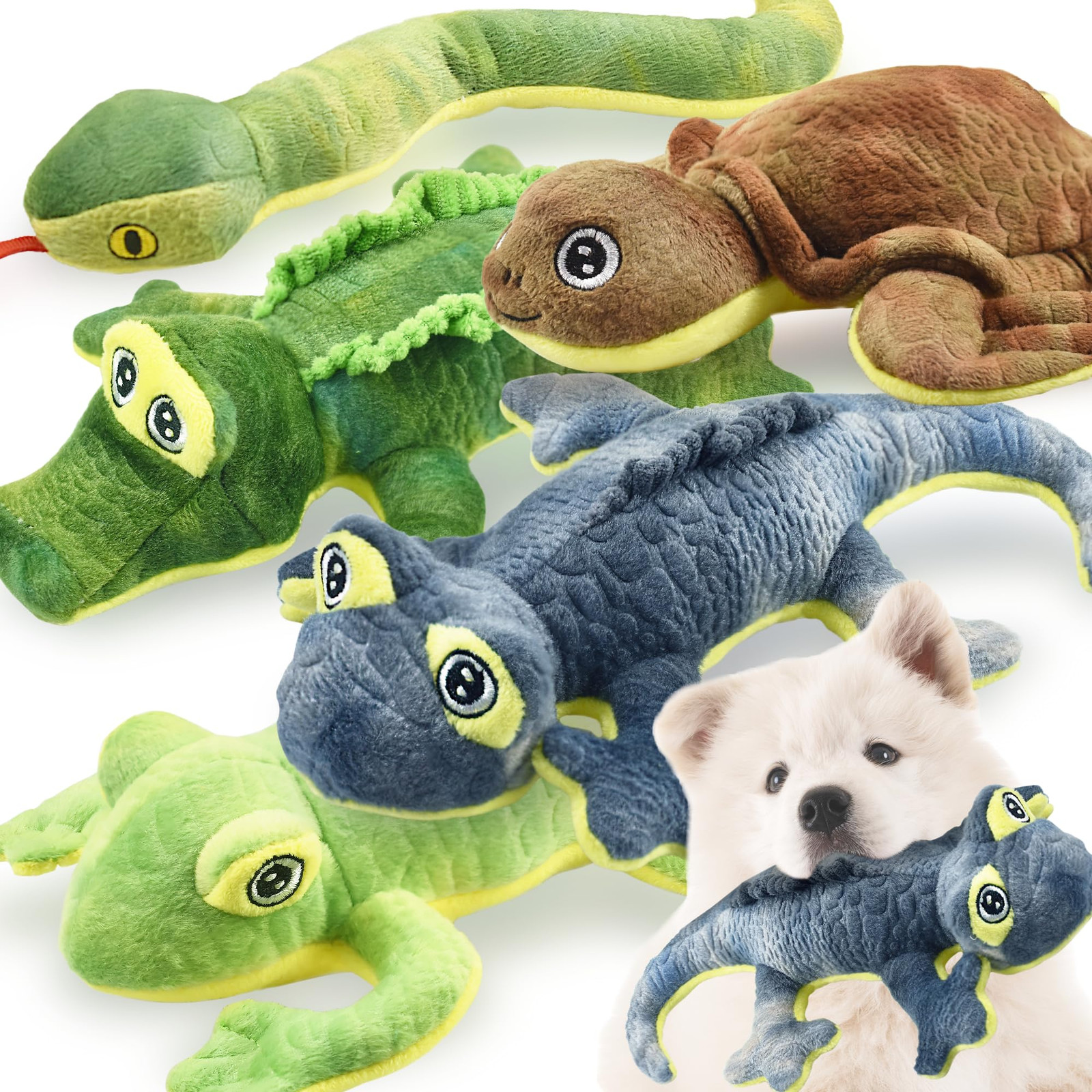Stuffed Animal Dog Toys, 5 Pack Tough Squeaky Dog Toys, Plush Toys Assortment...