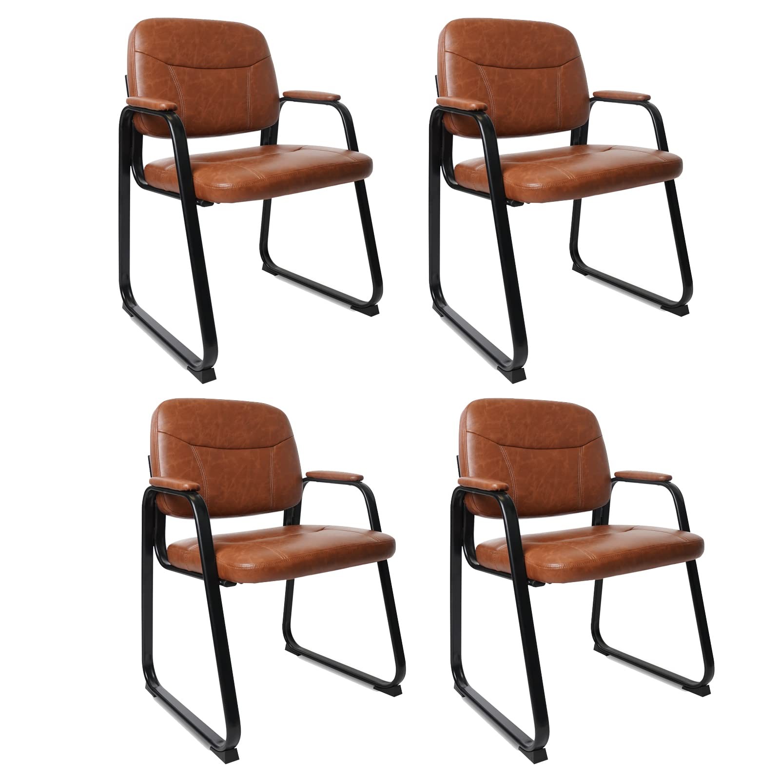S With Padded Arms, Bonded Leather, Sled Base
