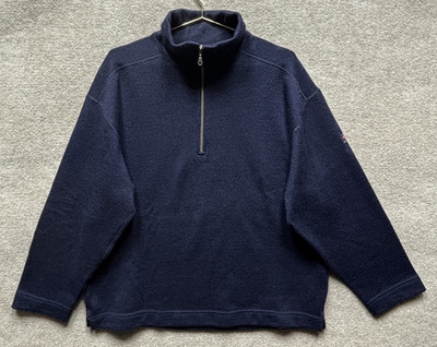 DEVOLD SWEATER ORIGINAL BLAATROIER 1/2 ZIP MENS XL BLUE DEEP MARINE 100% WOOL