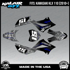 Graphics Kit for Kawasaki KLX110 KLX110R/RL (2010-2024) Cyberware-Blue