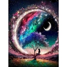 Starry Sky Diamond Painting Kits for Adults,Moon Diamond Art for Beginners, 5D D